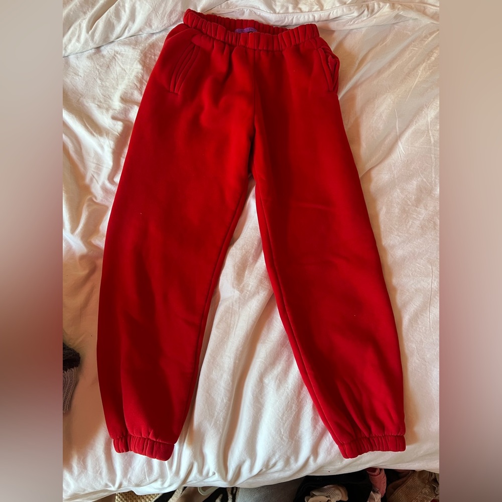 Jac Parker Cozy Red Fleece-Lined Sweatpants